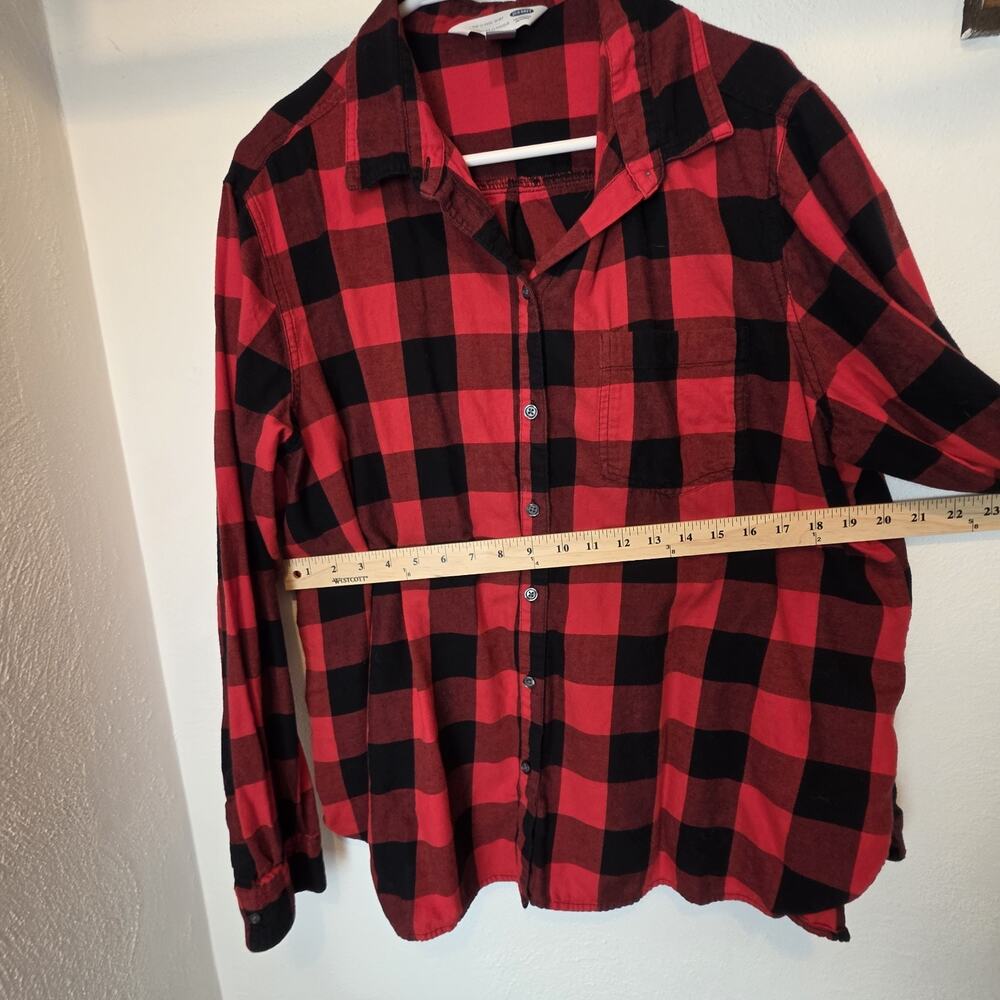 Old Navy Classic Shirt Women's XXL Red/Black Plaid Flannel Button-Up - Picture 4 of 6
